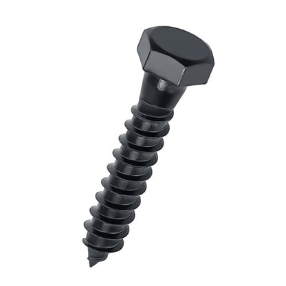 1/2 x 2 Black Hex Head Lag Screws Bolts (8 pcs), 304 Stainless Steel 18/8, Black Oxide Coated, Partial Thread, Deck Screws, Heavy Duty Hex Head Wood Lag Screws, Fayeploo - size: 1/2 x 2"