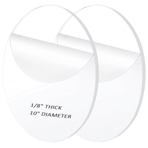 2 Pieces 1/8" Clear Circle Acrylic Sheet, 10 Inch Diameter Plexiglass Sheet, Round for Cake Discs, Plexiglass Table Top, Acrylic Backdrops and DIY Display Projects Craft - size: 10 Inch Diameter, 1/8" Thick