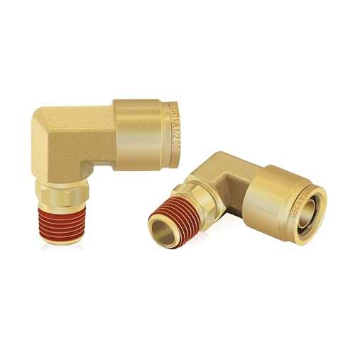 2PCS Brass Air Brake Push Connect Fittings 1/2" OD x 1/4" NPT Elbow - size: 1/2" Tube OD x 1/4" NPT - 2 PCS