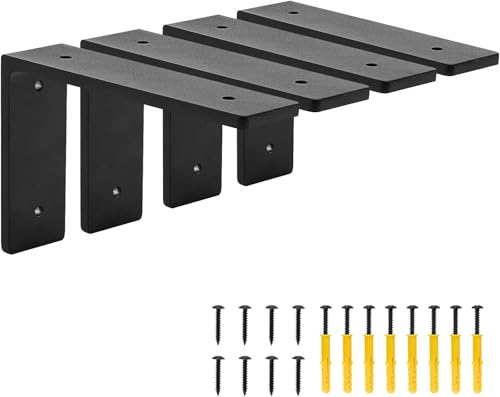 6"x 4"Shelf Brackets, die-cast Formation, Vertical Angle, Premium Alloy Metal Heavy Duty Shelf Bracket, high Strength Mounting Hardware Included, Corner Brace Joint,Pack of 4 ,6 INCH x4 INCH(No Beam) - size: 6 INCH x 4 INCH (No Beam)
