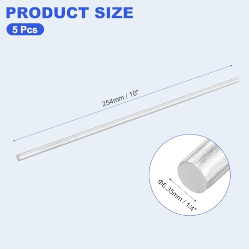 uxcell 5pcs 304 Stainless Steel Round Rods, 1/4" Dia x 10" Length Stainless Steel Metal Solid Shaft Rod Bar for Industry Use Metal Working Hobbies DIY Craft, Silver - size: 1/4" Dia x 10" Length