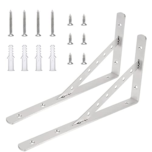 Solid Shelf Brackets 16 Inch, L Brackets Heavy Duty Shelf Brackets - size: 16"(Solid Brackets-Silver)