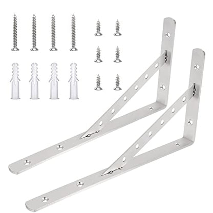 Solid Shelf Brackets 16 Inch, L Brackets Heavy Duty Shelf Brackets - size: 16"(Solid Brackets-Silver)