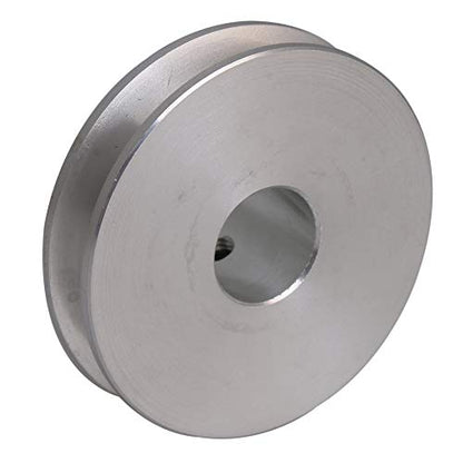 4.1x1.6x1.2cm Silver Aluminum Alloy 1.2cm Fixed Bore Single V-shape Pulley Wheel for Motor Shaft 0.3-0.5cm PU Round Belt - size: 41*12mm