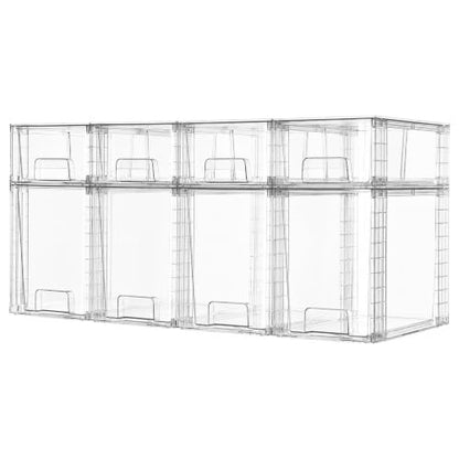 Vtopmart Clear Stackable Storage Drawers, 8 Pack Tall Organizer Set - style: 4 Large+4 Small