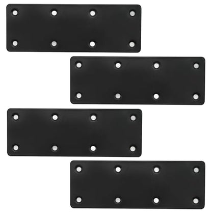 4Pcs Black Stainless Steel Flat Straight Brace Brackets, 48x140x2 MM Repair Plate, Support Fixed Connection Plate for Furniture Wood Shelves - size: 5.5"x1.9"