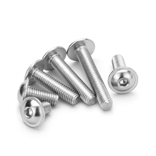 M4 x 6mm (50 Pack) Flanged Button Head Hex Socket Cap Screws Bolts, Hex Drive Bright Finish Fully Machine Thread, Corrosion Resistant 304 Stainless Steel 18-8 Screws - size: M4 x 6