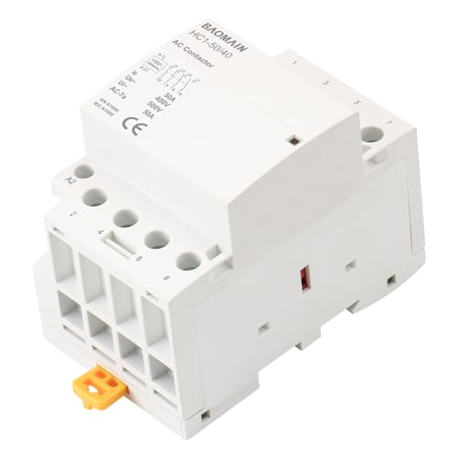 BAOMAIN 50A 4 Pole AC Contactor 110V 4NO DIN Rail for HVAC EV Smart Home