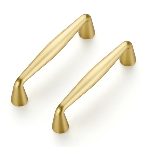 Ravinte Brushed Gold Cabinet Handles Solid Handles,3 Inch,5 Pack - color: Brushed Gold, size: 3 Inches Hole Center