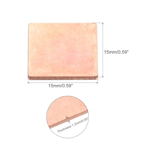MECCANIXITY Heatsink Copper Sheet Shim, 1.5mm Thickness Pad with Thermal Conductive Adhesive Tape for Desktop Computer GPU CPU Cooling Patch 5 Set - size: 1.5mm