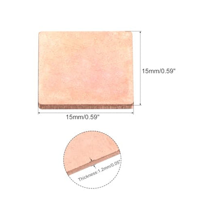 MECCANIXITY Heatsink Copper Sheet Shim, 1.5mm Thickness Pad with Thermal Conductive Adhesive Tape for Desktop Computer GPU CPU Cooling Patch 5 Set - size: 1.5mm