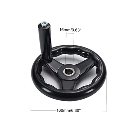 Othmro 3 Spoke Hand Wheel with Revolving Handle Black Round Three Handwheel 16x160mm for Lathe Milling Machine - color: 0.62*6.2