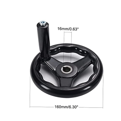 Othmro 3 Spoke Hand Wheel with Revolving Handle Black Round Three Handwheel 16x160mm for Lathe Milling Machine - color: 0.62*6.2