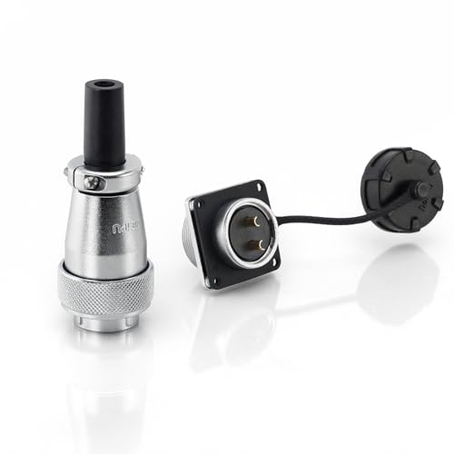 Weipu WS24 2-Pin Aviation Circular Connector, Panel Mount Receptacle, Male Socket & Female Plug, Automotive Electrical Power Cable Connector - color: Female Plug and Male Socket, size: 2 Pin