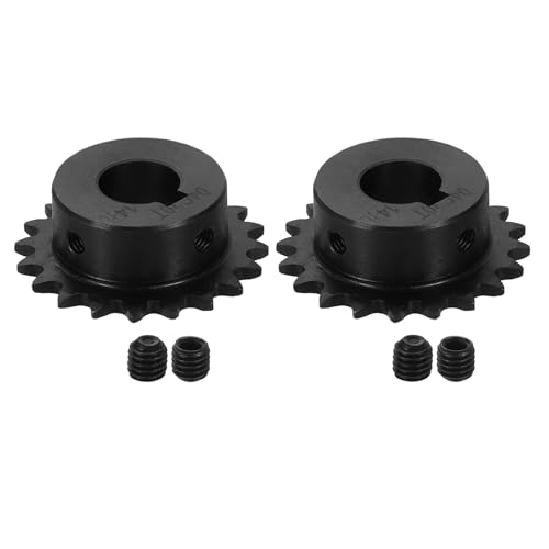 uxcell 2 Pcs #25 Chain Roller Sprocket 14mm Bore, 1/4" Pitch 20 Tooth C45 Carbon Steel ANSI #25 Roller Sprocket Keyway 5 x 2.3mm with Set Screws for ISO 04C Chain - size: 14mm Bore 20 Tooth 5 x 2.3mm Keyway