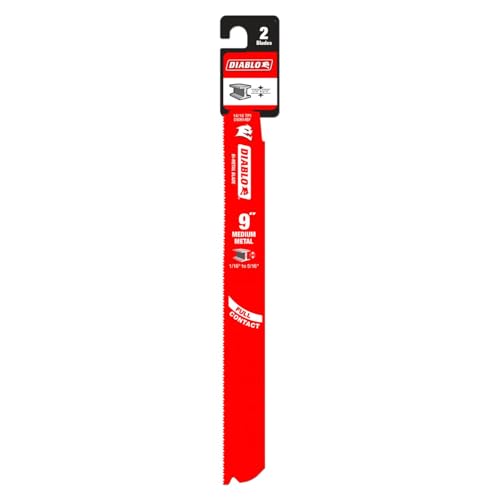 Diablo Bi-Metal Reciprocating Saw Blade for Medium Metal Cutting - Dual Tooth Design - 9" Length, 14/18 TPI, 2-Pack - DS0914BF2