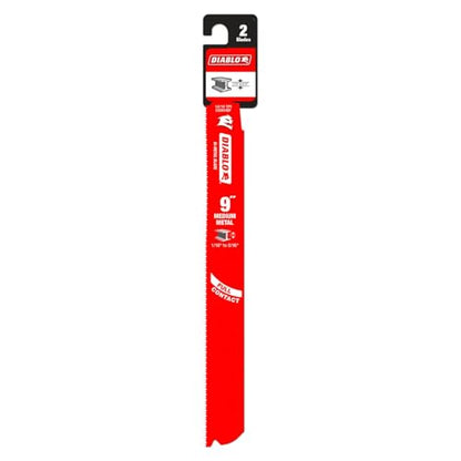 Diablo Bi-Metal Reciprocating Saw Blade for Medium Metal Cutting - Dual Tooth Design - 9" Length, 14/18 TPI, 2-Pack - DS0914BF2