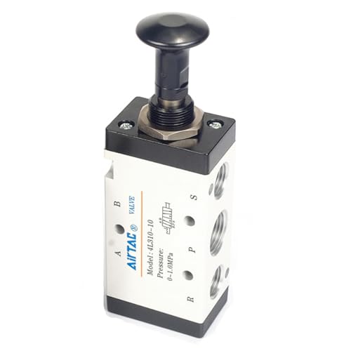 Push-Pull Valve AirTAC 4L310-10 3/8" NPT 5/2 Way Hand Lever 2 Position 5 Way Pneumatic Air Manual Control Direct Acting Type 0-145 PSI - size: 3/8 NPT, style: 5/2 way
