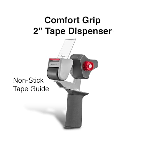 Coastwide Professional Comfort Grip 2-Inch Packing Tape Dispenser, Gray — Non‑Stick Tape Guide, Cushioned Foam Handle, Fits 2” Rolls up to 110 Yards, Heavy‑Duty - style: 2 Pack