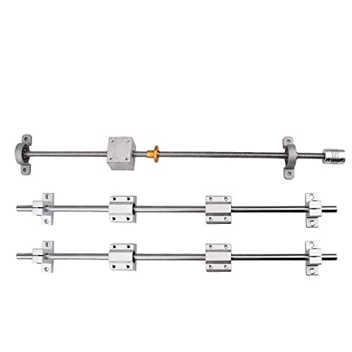 [16pcs/Pack] 250mm T8 Lead Screw Kit,2x250mm Linear Motion Rod Shaft Guide,4pcs Linear Slide Blocks, 4pcs SK8 Shaft Support for 3D Printer and DIY CNC Machine (250mm, Set) - size: 250mm