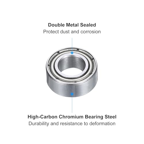 uxcell MR105ZZ Deep-Groove Ball Bearings for Rollers, 5mm x 10mm x 4mm Seal Bearings with Fiber Gloves, Double Metal Sealed Bearing Steel Skateboard Bearings 10Pcs - size: MR105ZZ