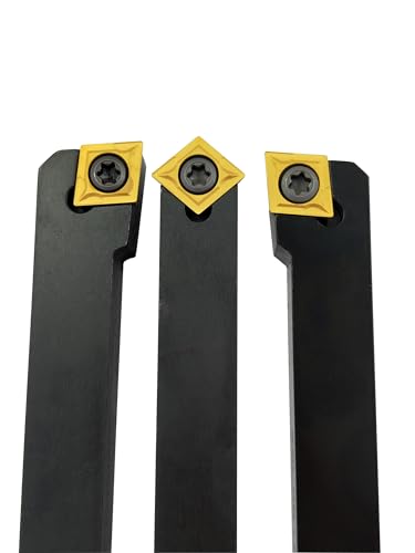 1/2 Inch Turning Chisel 12 mm SCLCR1212H09 + SCLCL1212H09 + SCMCN1212H09 Turning Chisel CNC Lathe Excircle Lathe Tool Holder Set and 10 Pieces CCMT09T304 / CCMT32.51 Indexable Carbide Lathe Turning