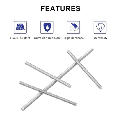 uxcell 16Pcs Fully Threaded Rod, M3 x 75mm 304 Stainless Steel Right Hand Thread Bar Studs M3-0.5 Thread Pitch for Furniture Machinery Assembly - size: M3 x 75mm