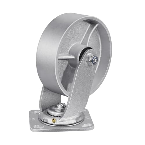 6" X 2" Caster Wheels, Heavy Duty Industrial Casters, Steel Casters 1200 LBS Capacity with Roller Bearing, Cast Iron Wheels, Metal Casters(1 Swivel) - style: 6"X 2"Wheel