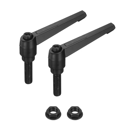 uxcell 2Pcs Adjustable Clamping Lever Handles, M12x40mm Zinc Alloy Male Thread Stud Knobs with Nuts Quick Release Bolt Rotating Screw Handles for Lathes Woodworking, Black - size: M12x40mm