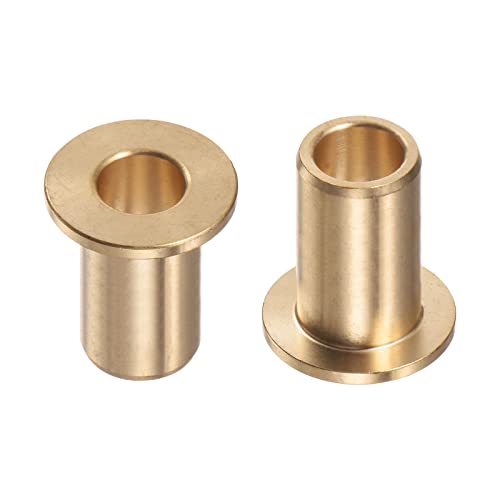 HARFINGTON 2pcs Flange Bearing Sleeve 10mm Bore 14mm OD 30mm Length 2mm Flange Thickness Bronze Bushing Self-Lubricating Bushings Sleeve for Industrial Equipment - size: 10mmx14mmx30mm