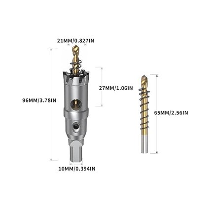 HUHAO TCT Hole Saw Kit 13/16"(21mm),Heavy Duty Tungsten Carbide Tipped Hole Drill Bit with Titanium-Plated Pilot Drill bit,Tipped Hole Cutters for Hard Metal,Alloy,Stainless Steel, Plastic,Iron - size: 13/16"(21mm)