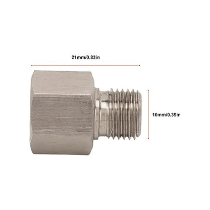 Ejoyous Oil Pressure Gauge Sensor Adapter, 1/8in NPT Female to M10 X 1.0 Male Pressure Gauge Sender Adapter Stainless Steel Leakproof Universal for Cars
