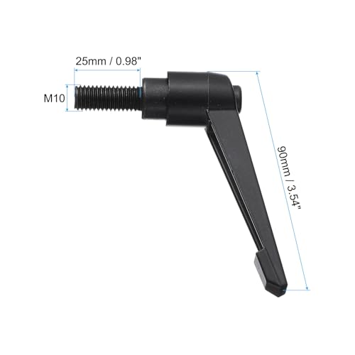 uxcell 5pcs Adjustable Clamping Lever Handle M10 x 25mm Metric Black Oxide Carbon Steel Male Threaded Stud Hand Knobs Ratchet Rotating Screw Handles Bolts with Locking Lever Black - size: M10 x 25mm