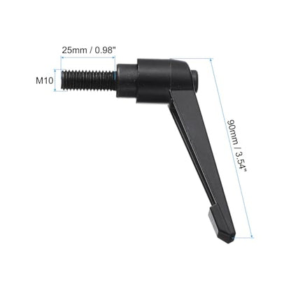 uxcell 5pcs Adjustable Clamping Lever Handle M10 x 25mm Metric Black Oxide Carbon Steel Male Threaded Stud Hand Knobs Ratchet Rotating Screw Handles Bolts with Locking Lever Black - size: M10 x 25mm