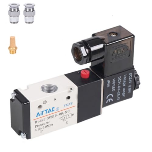 Solenoid Valve DC24V 3/2 Way AirTAC 3V210-08 1/4"PT Normally Closed Air Pneumatic Electric - size: 1/4"PT, style: 3V210-08 DC24V