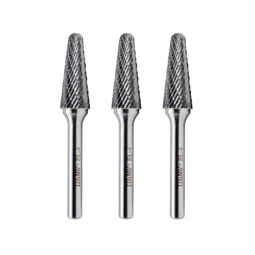 LU&MN SL-4 Tungsten Carbide Burr, 1/2" × 1-1/8” Head, 1/4" Shank, 3 PCS - style: SL-4,3PCS