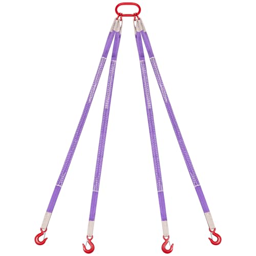 VEVOR Lifting Sling Straps with Hooks, Polyester Bridle Sling, 6600LB Capacity, Four Leg 5Ft Heavy Duty Rigging Strap, Thickened & Wear-Resistant Webbing Slings for Engines Cranes Hoists Truck - size: 71 x 5 x 2.4 in