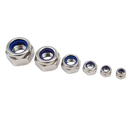 M3‑0.5 Lock Nuts, 300Pcs Stainless Steel Nylock Insert Locking Nuts - size: M3x0.5mm, 300 Pack