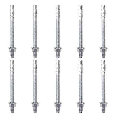 3/8" x 5" Concrete Anchors Wedge Anchor, Carbon Steel,10 Pcs - size: 3/8"x5"