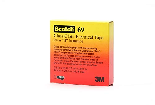 3M Glass Cloth Electrical Tape 69, 1/2" x 36 yd, White - size: 1/2 in x 36 yd