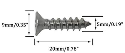 5 x 20mm Screw, Flat Head, Phillips Drive, Self Drilling, 304 Stainless Steel Drywall Wood Screws 100Pcs - size: 5 x 20mm