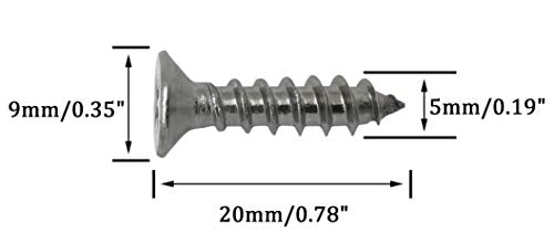 5 x 20mm Screw, Flat Head, Phillips Drive, Self Drilling, 304 Stainless Steel Drywall Wood Screws 100Pcs - size: 5 x 20mm