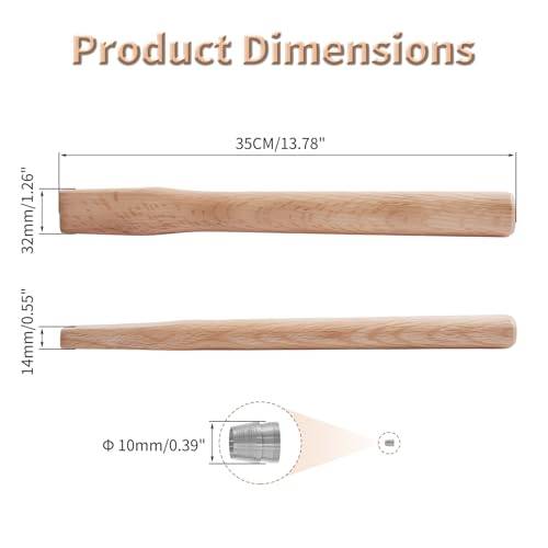 Premium Oak Hammer Handle Replacement 35cm Long, Square - size: 1Pcs 35cm square head