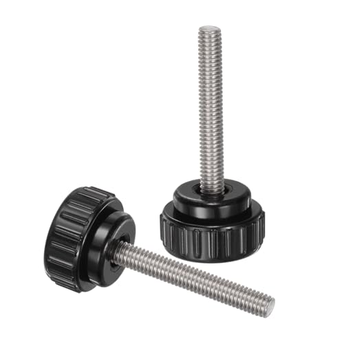 uxcell 4pcs Knurled Clamping Knobs M6 x 40mm Metric 304 Stainless Steel Male Thread Thumb Screw on Type 25mm Plastic Round Head Threaded Hand Bolt Stud Knobs Black - size: M6 x 40mm x 25mm
