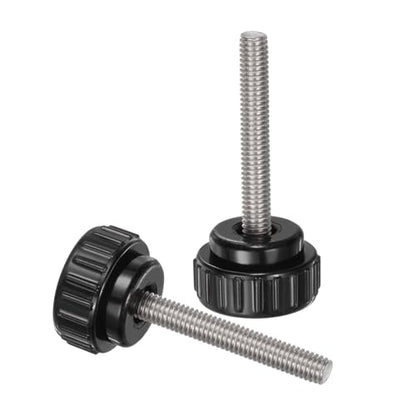 uxcell 4pcs Knurled Clamping Knobs M6 x 40mm Metric 304 Stainless Steel Male Thread Thumb Screw on Type 25mm Plastic Round Head Threaded Hand Bolt Stud Knobs Black - size: M6 x 40mm x 25mm