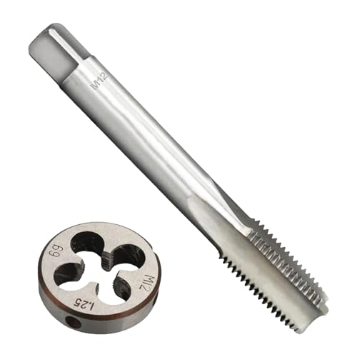 M12 x 1.25 Metric Thread Tap and Die Set, M12 x 1.25mm High-Speed Steel Machine Tap and Die Set, Right Hand Thread Tap and Round Thread Die - size: m12 x 1.25mm