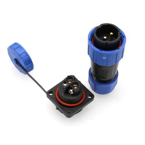 TY20 2 Pin 25A Aviation Waterproof Power Connector, Male Female Plug Socket, Screw-Wiring for Outdoor Solar Truck Device - color: Screw Mount, size: 2 Pin 25A