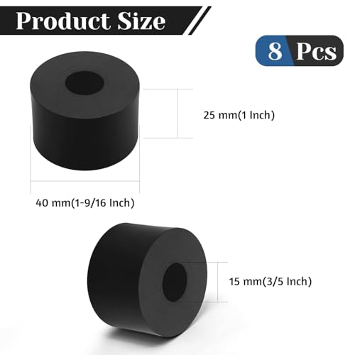 8 PCS Multi Purpose Rubber Spacer, 1-9/16" OD x 3/5" ID x 1" Thickness - size: 1-9/16" OD x 3/5" ID x 1" Thickness