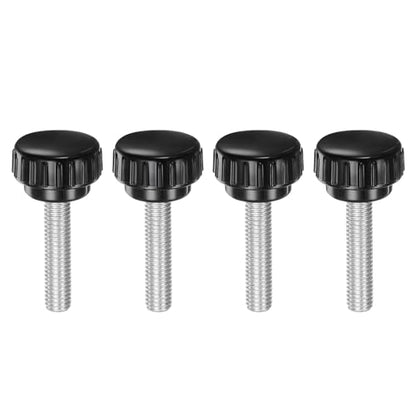 uxcell 4pcs Knurled Clamping Knobs M8 x 35mm Metric Zinc Plated Carbon Steel Male Thread Thumb Screw on Type 30mm Plastic Round Head Threaded Hand Bolt Stud Knobs Black - size: M8 x 35mm x 30mm