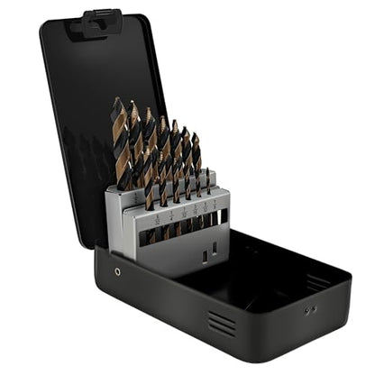 Steel Vision Hyper-Step HSS Cobalt, No Pilot Hole Needed, (1/8"" - 1/2") 13 pc TurboStep HSS Mechanics Stubby Drill Bit Set, Industrial-Grade, Metal Drilling for Stainless/Hardened Steel - style: 13 pc